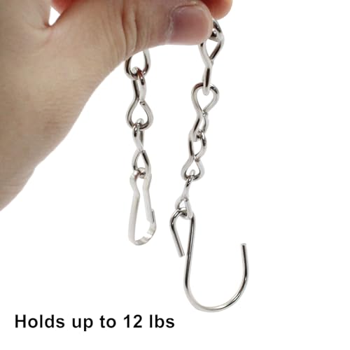 2 Pack 9.5 Inch Silver Hanging Chain Garden Plant | Metal Hanging Basket Chain, For Bird Feeders, Planters, Lanterns, Wind Chimes, Billboards, With Hooks