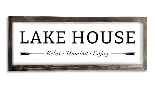 Dazingart Farmhouse Lake House Sign, Vintage Lake House Wall Decor,Rustic Family Lake House Signs For Living Room (lake house) - color: lake house