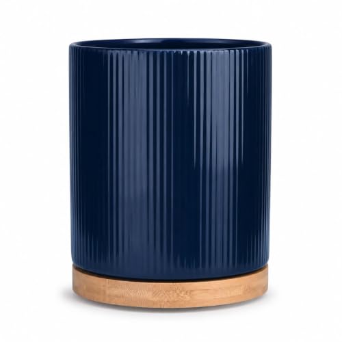 360° Rotating Cooking Utensil Holder, Kitchen Utensil Holder for Countertop | Utensil Crock for Kitchen Counter with Rotatable Wooden Base,Ideal Housewarming Gift & Mothers Day Gift-Blue - color: Blue