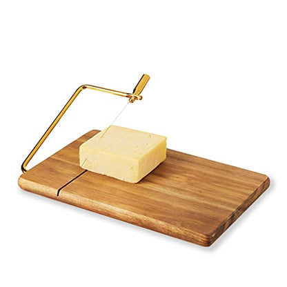 Twine Acacia Cheese Board with Slicer, Cutting cheese Board with Wire Slicer, Wood Cheese Cutting Board, Measures 10" x 7.5" - style: Cheese Board With Slicer