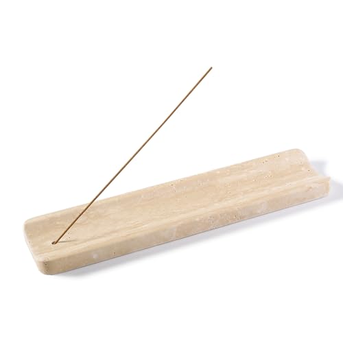 Marble Incense Holder, Incense Holder for Sticks, Incense Sticks Holder Ash Catcher for Meditation Yoga SPA, Natural Stone Incense Burner, Home Table Decor (Travertine) - color: Travertine