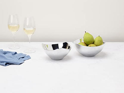 nambe Tri-Corner Olive Bowl | Chilled Serving Dish for Side Dishes, Pasta, Fruit, and Guacamole | Prep-Ahead-Bowl Can Be Heated or Chilled | 6-Inch | Made of Metal Alloy (Silver) - size: 6-Inch