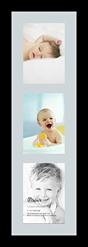 ArtToFrames Collage Photo Frame Single Mat with 3-5x7 Openings and Satin Black Frame. - color: 3 - 5x7 - (2135), size: Baby Blue