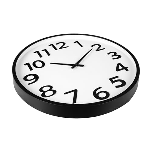 Crosstime 20 Inch Large Wall Clock - Big 3D Numbers Easy to Read, Battery Operated Silent Non-Ticking, Analog Quartz Round Clock - color: 20 Black