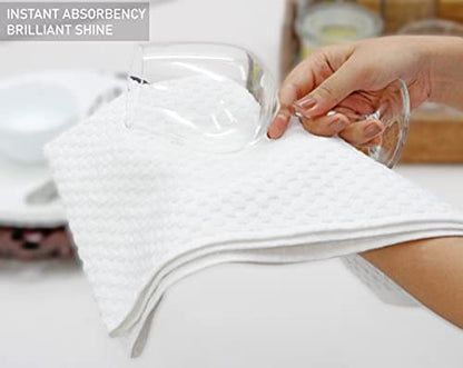 COTTON CRAFT Amazing Kitchen Towel - 12 Pack 100% Cotton Waffle Terry Towel | White - 16x28 inch Euro Café Waffle Weave Dish Towels - Soft Absorbent Quick Dry Low Lint Reusable Pantry Bar Cleaning Cloth - color: White, size: 12 Pack