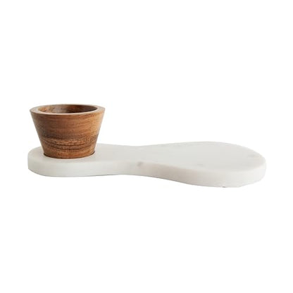 Bloomingville Marble Serving Board with Mango Wood Bowl, White and Natural
