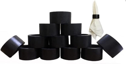Handmade Acacia Wooden Napkin Rings Set of 12, Black Wood Dining Table Napkin Holder Classic Everyday Thanksgiving Holiday Christmas Festive Party Gift Farmhouse Décor - size: Black Plane - Set of 12