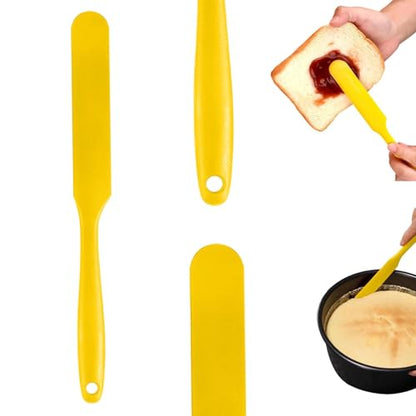 Silicone Jar Spatulas, Cake Cream Spatulas Set, Non-Stick Heat Resistant Mixing Butter Spatulas Baking Scrapers for Jars Blenders Cooking Stirring - color: Yellow, size: 24X2.5X0.5CM