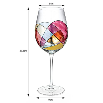 Artisanal Hand-Painted Stemmed Wine Glasses Set with Gift Box – Mother’s Day, Wife, Mom, Friends, or Girlfriend – Romantic Renaissance Stained Glass Windows – Birthday or Housewarming Gift Idea - style: Stemmed Glasses Full Gift Set