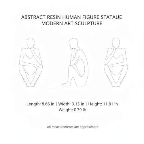 Modern Abstract Resin Human Figure Sculpture, Beige Minimalist Art Statue for Home Office Desk Shelf Decor - size: 8.66 x 3.15 x 11.81 in