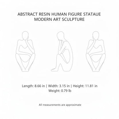 Modern Abstract Resin Human Figure Sculpture, Beige Minimalist Art Statue for Home Office Desk Shelf Decor - size: 8.66 x 3.15 x 11.81 in