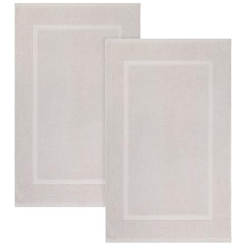 ELITE Emporium Home Collection 2-Piece Cotton Bathroom Mat Set, 21" x 34" - 100% Cotton, Absorbent, Quick-Dry, Bath Towel Mats for Bath Floor, Silver [Not a Bathroom Rug] - color: Silver
