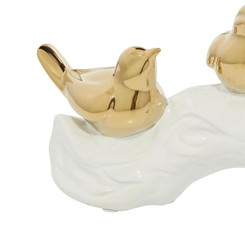 Deco 79 Porcelain Ceramic Bird Decorative Sculpture Home Decor Statue, Accent Figurine 14" x 5" x 6", Gold - size: 14" x 5" x 6"