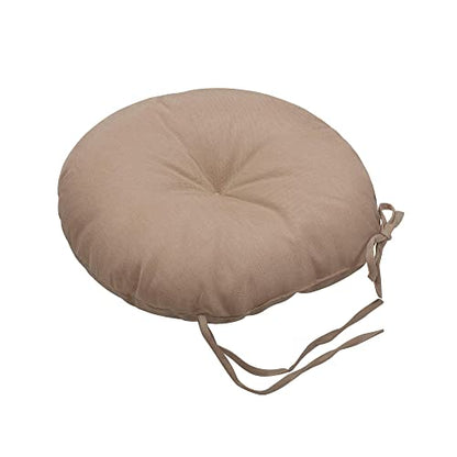 Magpie Fabrics 15" Round Bistro Seat Cushions with Ties, Set of 2, Waterproof All Weather Tufted 4" Thick Patio Chair Pads for Home Garden Dining Metal Stool - Khaki - color: Khaki