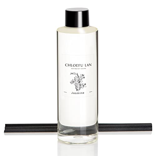 Chloefu LAN Jasmine Reéd Diffuser Refill Natural Essential Jasmine Oil 200ml/6.76 fl oz, Home & Office Decor Aromatherapy Diffuser Oil Gift Set - color: Jasmine Refill