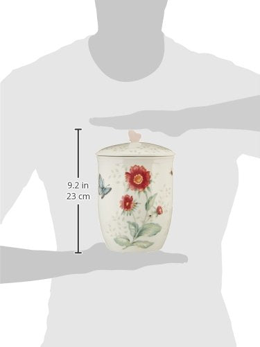 Lenox Butterfly Meadow 3-Piece Canister Set, 6.60 LB, Multi | dishwasher safe | floral design | condiment containers with lids, gift for women, kitchen storage gift - style: Round Canisters, Set of 3