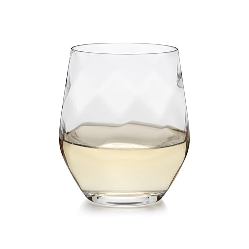 Üllo Aer Crystal Stemless Wine Glasses with Aerating Swirl Design for Enhanced Flavor, Clear, Set of 4