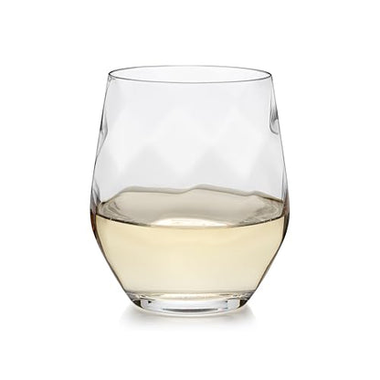 Üllo Aer Crystal Stemless Wine Glasses with Aerating Swirl Design for Enhanced Flavor, Clear, Set of 4