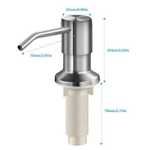 Soap Dispenser for Kitchen Sink and Extension Tube Kit, Stainless Steel SoapDispenser with 47 Inches Tube Connects Directly to Soap Bottle, Hand and Dish Soap Dispenser Pump （Brushed Nickel） - color: Brushed Nickel