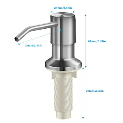Soap Dispenser for Kitchen Sink and Extension Tube Kit, Stainless Steel SoapDispenser with 47 Inches Tube Connects Directly to Soap Bottle, Hand and Dish Soap Dispenser Pump （Brushed Nickel） - color: Brushed Nickel