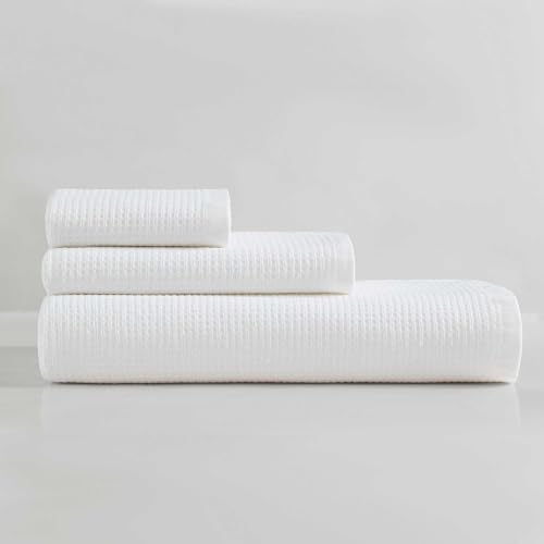 Calvin Klein - Bath Towels, Super Soft & Absorbent Cotton Towels, Oeko-Tex Certified (Eternity Solid White, 3-Piece) - color: Entwine White, size: 3 Pack