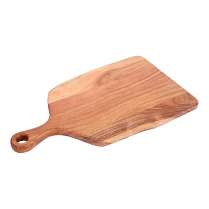 GoCraft Acacia Wood Live Edge Cutting Board – Rustic Handcrafted Charcuterie Board with Handle, Wooden Cheese Tray, Serving Platter, Chopping Block for Kitchen & Farmhouse Décor (Large) - size: 21"L x 12"W