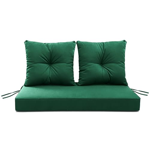ARTPLAN Loveseat Patio Deep Seat Cushions 46"x24"x5" Bench Pad,Inv Green | High-density foam fill, solution-dyed UV water repellent fabric, zipper removable cover fits patio swing & bench furniture - color: Invisible Green