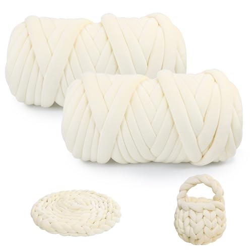 Chunky Yarn for Arm Knitting, guofa 4.4LBS Soft Fleece Yarn for Throw Blanket Pillow, Hand Knitting Bag, Cat Bed and DIY Home Decorations - color: Beige, size: 74 Yards