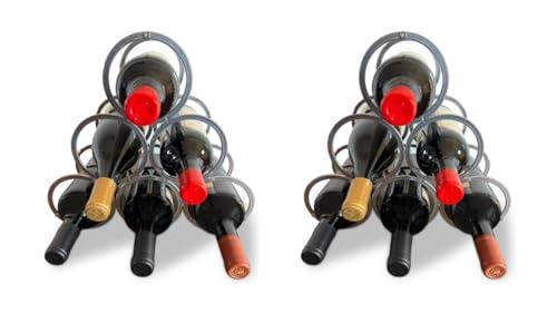 Lily's Home Set of 2-6 Bottle Wine Racks | Countertop & Cabinet Storage | Freestanding Metal Holder for Kitchen, Bar, or Restaurant | Space-Saving Organizer - color: 2 Pack - Silver