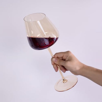 KAMMAK Crystal Red Wine Glasses Set of 2, 16.06 oz Stemmed Glasses, XH012 | Hand Blown, Bordeaux Wine Glasses, Thin Rim & Long Stem, Red & White, Daily Use, Wedding or Birthday Gift for Women - size: 8KPXH012