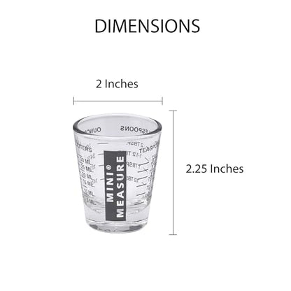 Kolder Mini Measure Heavy Glass, 20-Incremental Measurements Multi-Purpose Liquid and Dry Measuring Shot Glass, Black, Set of 2 - color: Black, size: Set of 2