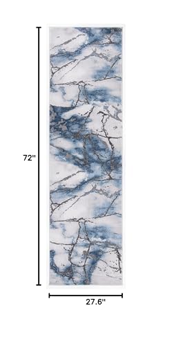 SAFAVIEH Craft Collection Runner Rug - 2'3" x 6', Grey & Blue, Modern Abstract Design, Non-Shedding & Easy Care, Ideal for High Traffic Areas in Living Room, Bedroom (CFT877L) - color: Grey/Blue, size: 2'3" x 6' (Runner)