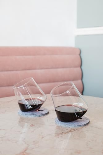Sempli Cupa-Vino Stemless Wine Glasses Set of 2 - Hand Blown Wine Glass Set, Glassware for Red & White Wine, Lead-Free Crystal, Swirling Aeration, Ultra Clear, Thin Rim - 10.5 oz - color: Clear