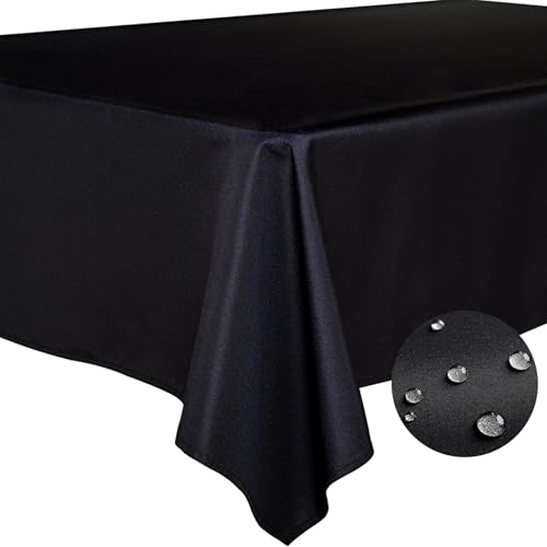 BYDOLL Table Cloth Black 60x84 Inch Tablecloth for 6 Foot Rectangle Tables Outdoor Washable Wrinkle Free and Spillproof Polyester Tablecloth for Festival Camping Picnic Party Cover - color: Black, size: 84" x 60" (Rectangular)