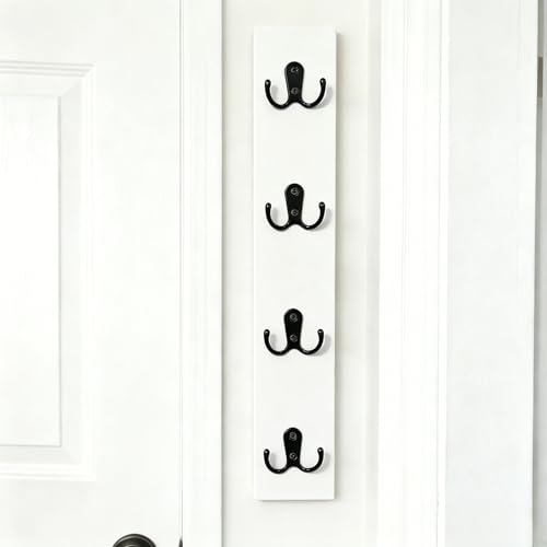 Vertical Key Holder for Wall Mounted Vertical Wooden Key Rack Organizer with Hooks-Space-Saving Key Rack for Apartment, Dorm, RV, Leash & Coat Hanger (White) - color: White