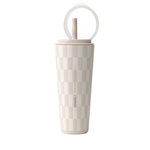 REDUCE Halo 32 oz Stainless Steel Vacuum Insulated Tumbler - Spill Proof Travel Mug with Flip Handle Lid - Keeps Drinks Cold for 32 Hrs - Dishwasher Safe - Cupholder Friendly - Feeling Neutral - color: Feeling Neutral, size: 32 Ounces