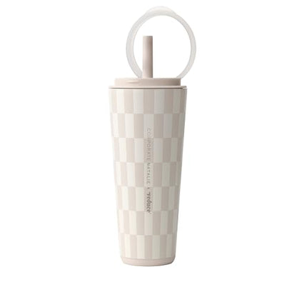 REDUCE Halo 32 oz Stainless Steel Vacuum Insulated Tumbler - Spill Proof Travel Mug with Flip Handle Lid - Keeps Drinks Cold for 32 Hrs - Dishwasher Safe - Cupholder Friendly - Feeling Neutral - color: Feeling Neutral, size: 32 Ounces