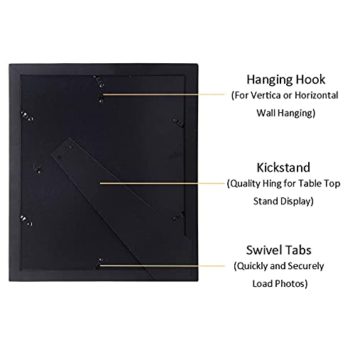 4x6 5-Opening Collage Picture Frame Black Wood | 5 openings, shatter-resistant glass, tabletop/wall mount, for 4x6 photos - size: 4x6 - 5 Opening