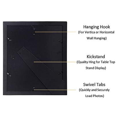 4x6 5-Opening Collage Picture Frame Black Wood | 5 openings, shatter-resistant glass, tabletop/wall mount, for 4x6 photos - size: 4x6 - 5 Opening