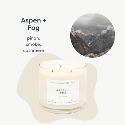 Aspen & Fog 3 Wick Scented Candle - 43 Hour Burn | Made in the USA Luxury Clean Soy Wax Candles - Long Lasting Large Glass Jar Candle for Home - 3 Wicks - 14.9oz - color: Aspen + Fog