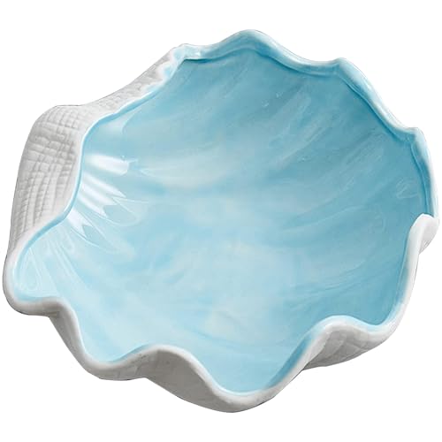 6.7 x 7 x 2.4 inches Large Shell Jewelry Dish Tray Ceramic Shell Ring Holder Seashell Bowl Decorative Trays for Home Decor Porcelain Jewelry Deco Cute Jewelry Organize Key Storage Tray - color: Shell Jewelry Decorative Tray