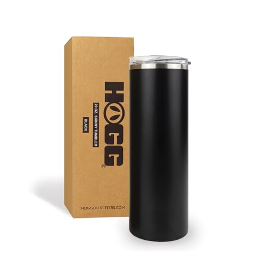 Hogg 20 oz Skinny - Black, Powder Coated Tumblers for Laser Engraving, Engravable Tumblers Bulk, Stainless Steel Cups Bulk, Insulated Cups with Lids - color: Black