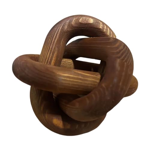 Wood Knot Decor -Coffee Table Decor Shelf Decor Table Books Hand Carved Home Decoration Boho Country Rustic Modern Shabby Chic Style Decor 3 Link Wooden Knot Chain Link Decor (Pumpkin Colors) - color: Pumpkin Colors