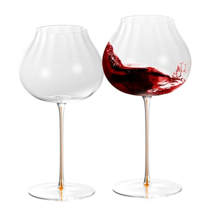 KAMMAK Crystal Red Wine Glasses Set of 2, 24.69 oz Stemmed Glasses, 018-N | Hand Blown, Bordeaux Wine Glasses, Thin Rim & Long Stem, Red & White, Daily Use, Wedding or Birthday Gift for Women - size: 8KPDSXY018-N
