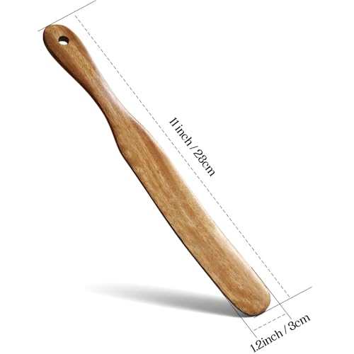 AOOSY Skinny Spurtle,11In Acacia Wood Spatula for Sourdough, Mixing | Long Handle Wooden Spatula for Sourdough Starter,Reaching Bottom of Jars, Spurtles Kitchen Tools for NonStick Cookware - size: 1 Pcs Wooden Spurtle
