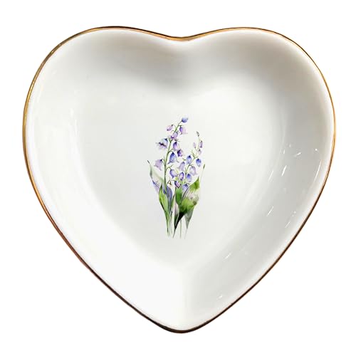 May Lily of The Valley Ring Dish- Floral Jewelry Dish for Hippie,Nature,Pace-May Flower for Mom,Mother-in-law,Step Mom,Godmother,Aunt,Grandma,Sister,Friend-Birthday Flower Gifts - style: 5 - May (LOTV)