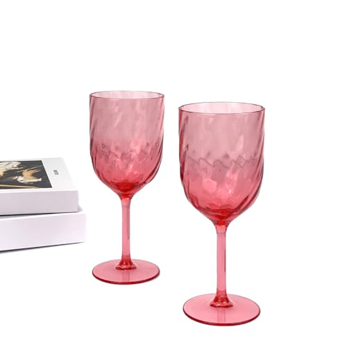Yalin Set of 6 Unbreakable 15 oz Acrylic Plastic Wine and Water Tumbler Stackable Goblets. (Red, 15 oz) - color: Red, size: 15 oz