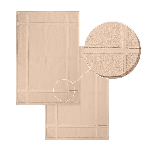 100% Cotton Bath Mat 24x17 Inches, 1350 GSM Thick Plush, Soft Absorbent, Oeko-Tex Certified, Durable Construction – Beige - color: Beige