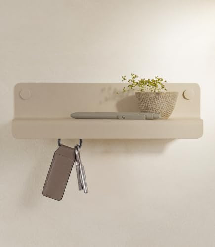 Kazai. Key Holder for Wall 'Holmsen' | Minimalist Key Hooks Design from Berlin | Modern Key Hanger with Metal Shelf | Key Hook Wall Mounted as Hallway Furniture | Sand Taupe - color: Sand Taupe, size: 11 inches