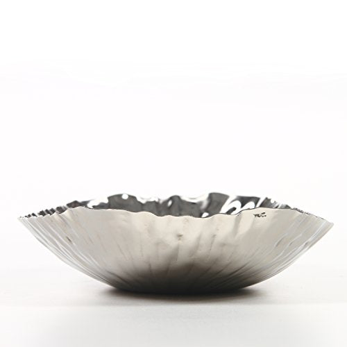 Hosley Elegance Redefined Silver Finish Decor Tray Bowl, 13.6 Inches Long Versatile and Chic Centerpiece for Serving, Floral Arrangements, and Stylish Home Decor - size: 14.37" Long x 1 count